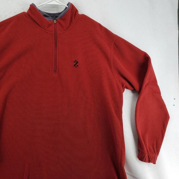 IZOD Sweatshirt Men's Mock Neck Long Sleeve Waffle Knit 1/4 Zip Pullover Brown X - Picture 6 of 12